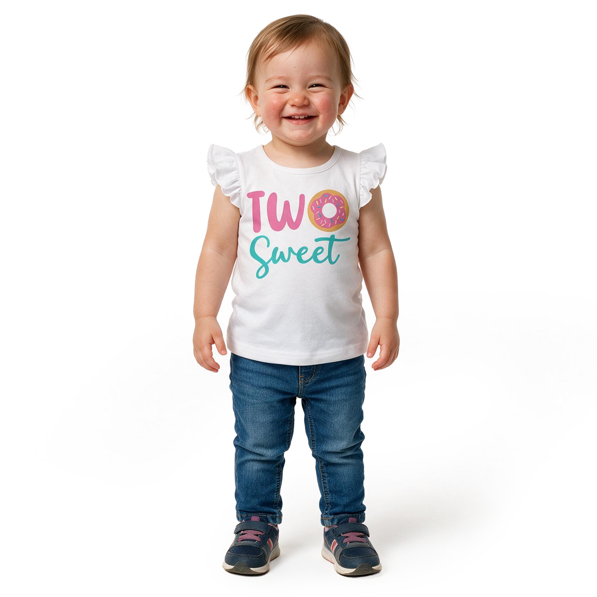 Luke and Lulu Two Sweet Birthday Shirt - Flutter Sleeve Top For Her 2nd Birthday - Photo-Ready