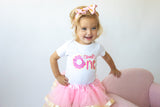 Sweet One 1st Birthday Outfit for Girls – Short Sleeve Bodysuit, Pink Tutu Skirt & Headband Set