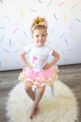 Three Rex 3rd Birthday Outfit for Girls – Long Sleeve Pink Dinosaur Shirt, Tutu Skirt & Headband Set