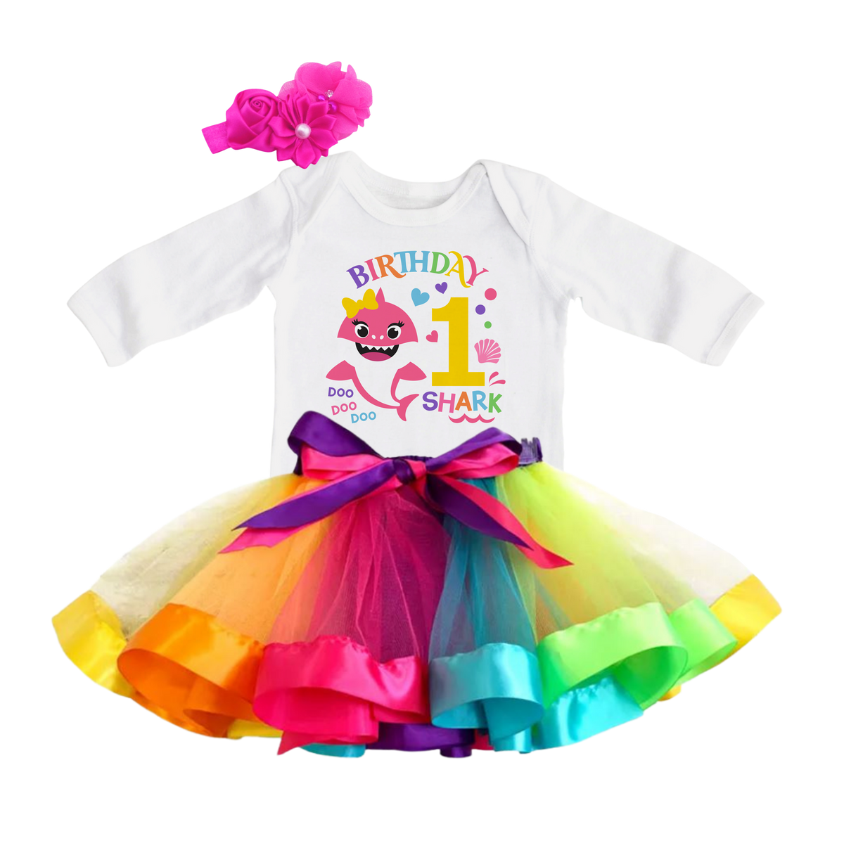 Luke and Lulu Shark Birthday Outfit Girl Collection - 1st Birthday