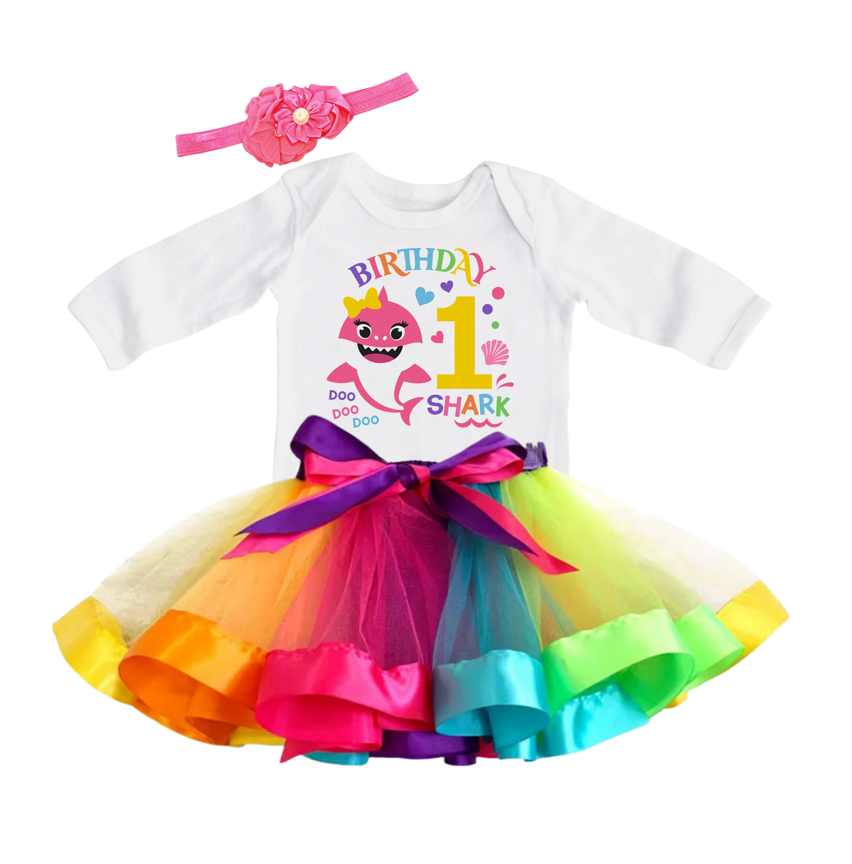Luke and Lulu Shark Birthday Outfit Girl Collection - 1st Birthday
