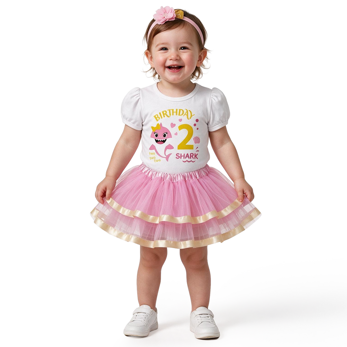 Luke and Lulu Birthday Outfit Girl Shark Design - 2nd Birthday Girl