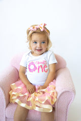 Sweet One 1st Birthday Outfit for Girls – Short Sleeve Bodysuit, Pink Tutu Skirt & Headband Set