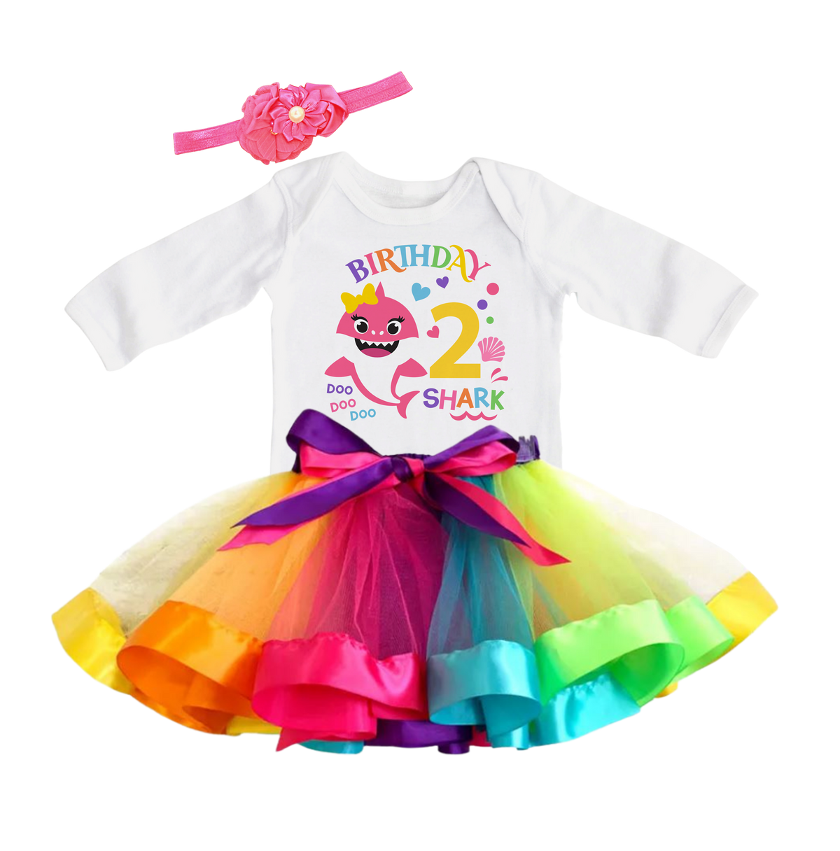 Luke and Lulu Birthday Outfit Girl Shark Design - 2nd Birthday Girl