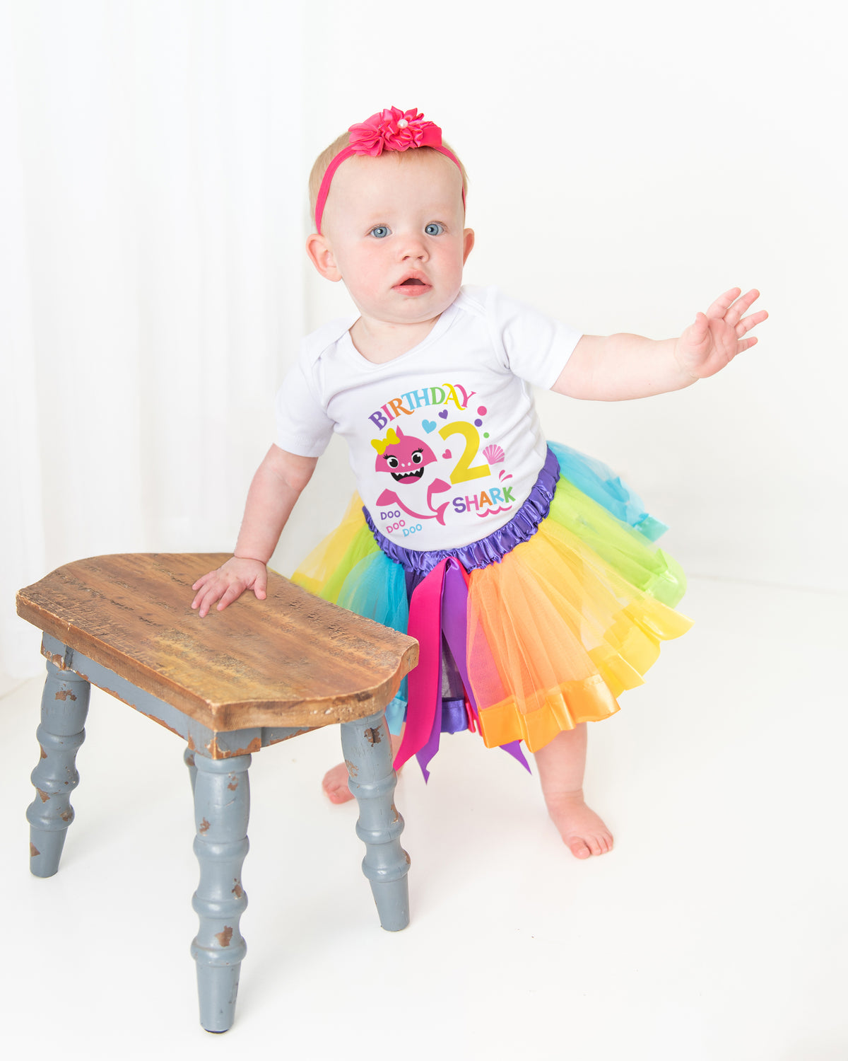 Luke and Lulu Birthday Outfit Girl Shark Design - 2nd Birthday Girl