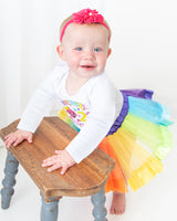 Rainbow Shark 2nd Birthday Outfit for Girls – Long Sleeve Bodysuit, Tutu Skirt & Headband Set