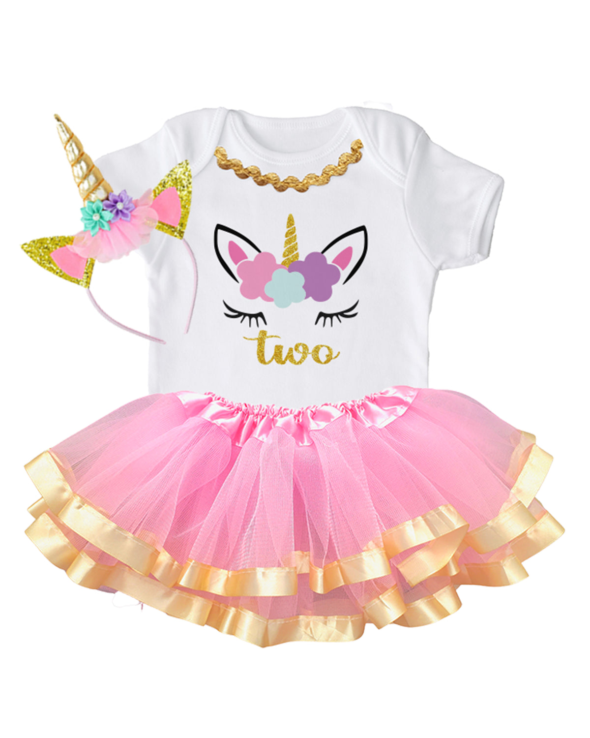Luke and Lulu Unicorn Birthday Outfit for Girls - 2nd Birthday Outfit with Shirt Tutu and Headband - Baby Unicorn Dress