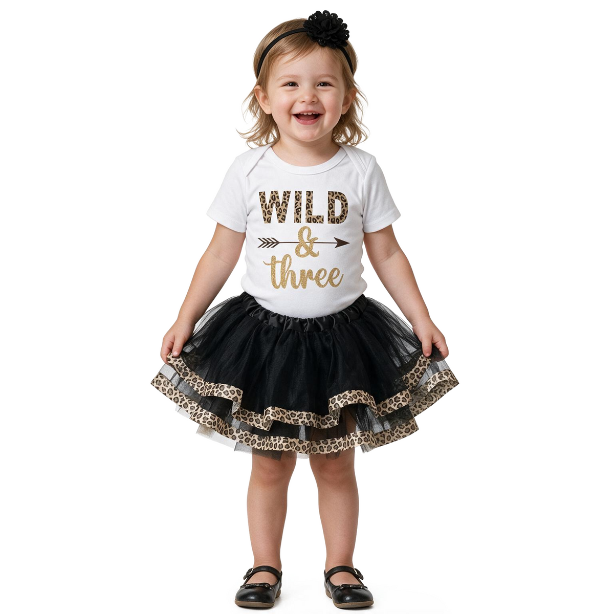 Luke and Lulu Young Wild and Three 3rd Birthday Outfit for Girls - Headband Set - Young Wild and Three Theme Party Dress