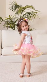 Baby Shark 2nd Birthday Outfit for Girls – Short Sleeve Bodysuit, Pink Tutu Skirt & Headband Set