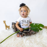 Wild One 1st Birthday Outfit for Girls – Short Sleeve Bodysuit, Leopard Tutu Skirt & Headband Set
