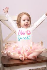 Two Sweet 2nd Birthday Outfit for Girls – Long Sleeve Bodysuit, Pink & Gold Tutu Skirt & Bow Headband Set