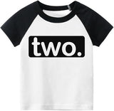Two. Minimalist 2nd Birthday Raglan Shirt for Boys