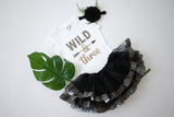 Wild and Three 3rd Birthday Outfit for Girls – Short Sleeve Leopard Print Shirt, Tutu Skirt & Headband Set