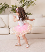 Baby Shark 2nd Birthday Outfit for Girls – Short Sleeve Bodysuit, Pink Tutu Skirt & Headband Set