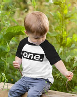 One. Minimalist 1st Birthday Raglan Shirt for Baby Boys