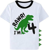 Rawr! I’m 4 Dinosaur 4th Birthday White T-Shirt with Spikes for Boys