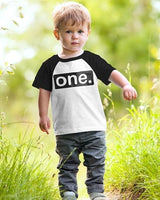 One. Minimalist 1st Birthday Raglan Shirt for Baby Boys