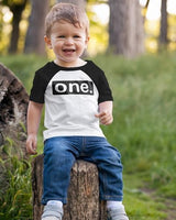 One. Minimalist 1st Birthday Raglan Shirt for Baby Boys