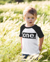 One. Minimalist 1st Birthday Raglan Shirt for Baby Boys