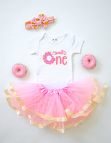 Sweet One 1st Birthday Outfit for Girls – Short Sleeve Bodysuit, Pink Tutu Skirt & Headband Set