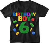 Birthday Boy Blocks 6th Birthday Black T-Shirt for Boys
