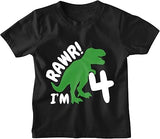 Rawr! I’m 4 Dinosaur 4th Birthday Black T-Shirt for Boys