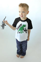 Rawr! I’m 4 Dinosaur 4th Birthday Raglan T-Shirt for Boys