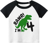 Rawr! I’m 4 Dinosaur 4th Birthday Raglan T-Shirt for Boys