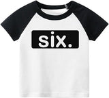 Six. Minimalist 6th Birthday Raglan T-Shirt for Boys