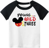 Young, Wild & Three Mickey-Inspired 3rd Birthday Raglan T-Shirt for Boys
