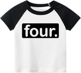 Four. Minimalist 4th Birthday Raglan T-Shirt for Boys