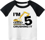 I’m 5 and Crushing It 5th Birthday Raglan T-Shirt for Boys