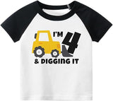 I’m 4 & Digging It Construction Birthday Raglan T-Shirt for Boys