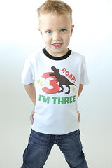 Roar I’m Three Dino 3rd Birthday T-Shirt for Boys