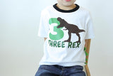 Three Rex Dino 3rd Birthday T-Shirt for Boys