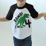 Rawr! I’m 4 Dinosaur 4th Birthday Raglan T-Shirt for Boys