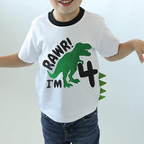 Rawr! I’m 4 Dinosaur 4th Birthday White T-Shirt with Spikes for Boys
