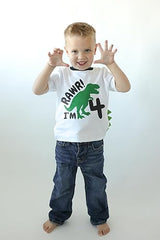 Rawr! I’m 4 Dinosaur 4th Birthday White T-Shirt with Spikes for Boys