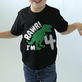 Rawr! I’m 4 Dinosaur 4th Birthday Black T-Shirt for Boys