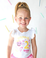 Birthday Shirt Girl - Adorable Shark-Themed 2nd Girls Birthday Shirt - 100% Cotton, True to Size, Premium Flutter Shirt for Everyday Wear & Special Occasions - 2nd Birthday Outfit Girl, Luke and Lulu