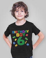 Birthday Boy Blocks 6th Birthday Black T-Shirt for Boys