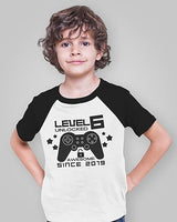 Level 6 Unlocked 6th Birthday Raglan T-Shirt for Boys