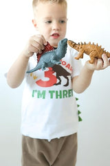 Roar I’m Three Dino 3rd Birthday T-Shirt for Boys