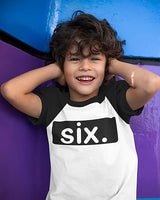 Six. Minimalist 6th Birthday Raglan T-Shirt for Boys