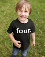 Four. Minimalist 4th Birthday T-Shirt for Boys