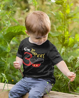 I’m Three Mickey-Inspired 3rd Birthday Black T-Shirt for Boys