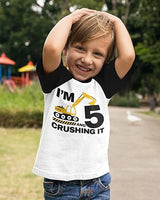 I’m 5 and Crushing It 5th Birthday Raglan T-Shirt for Boys