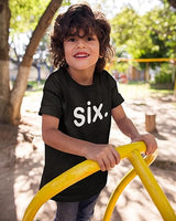 Six. Minimalist 6th Birthday Black T-Shirt for Boys