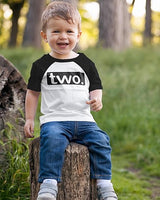 Two. Minimalist 2nd Birthday Raglan Shirt for Boys