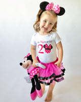 Toodles Minnie 2nd Birthday Outfit for Girls – Short Sleeve Bodysuit, Pink Tutu Skirt & Mouse Ear Headband Set